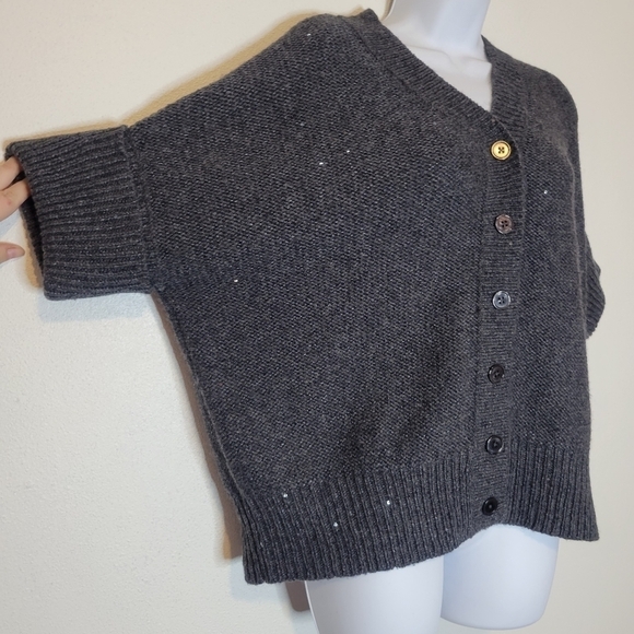 Talbots size sp wool blend short sleeves cardigan w/sequins - Picture 2 of 5